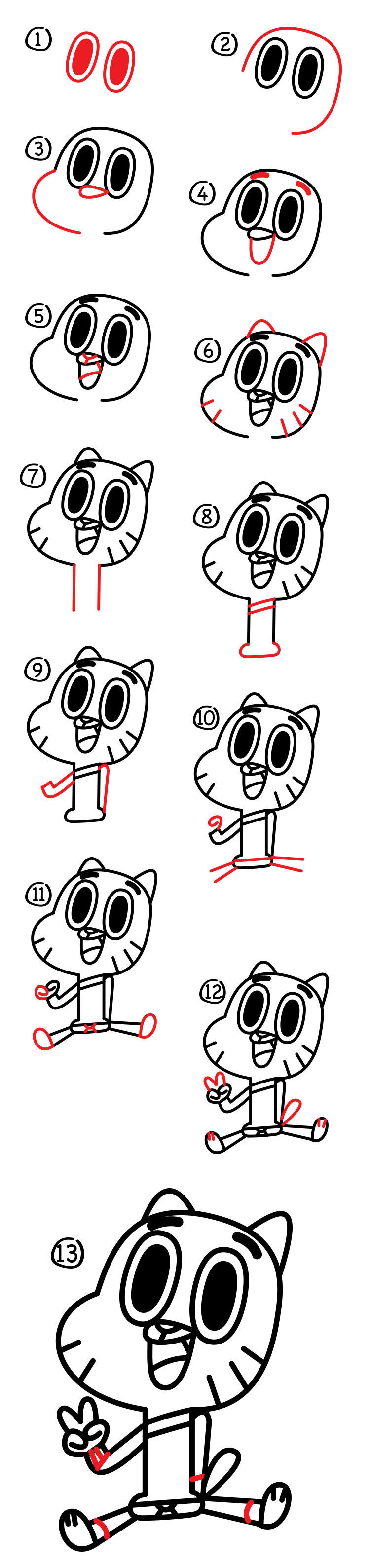 How To Draw Gumball - Art For Kids Hub How To Draw Gumball - Art For Kids Hub