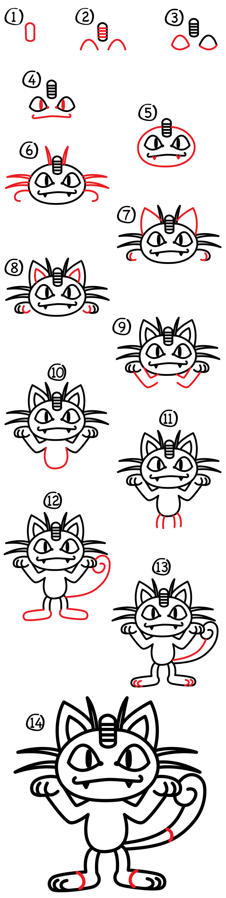 How To Draw Meowth Pokemon Art For Kids Hub