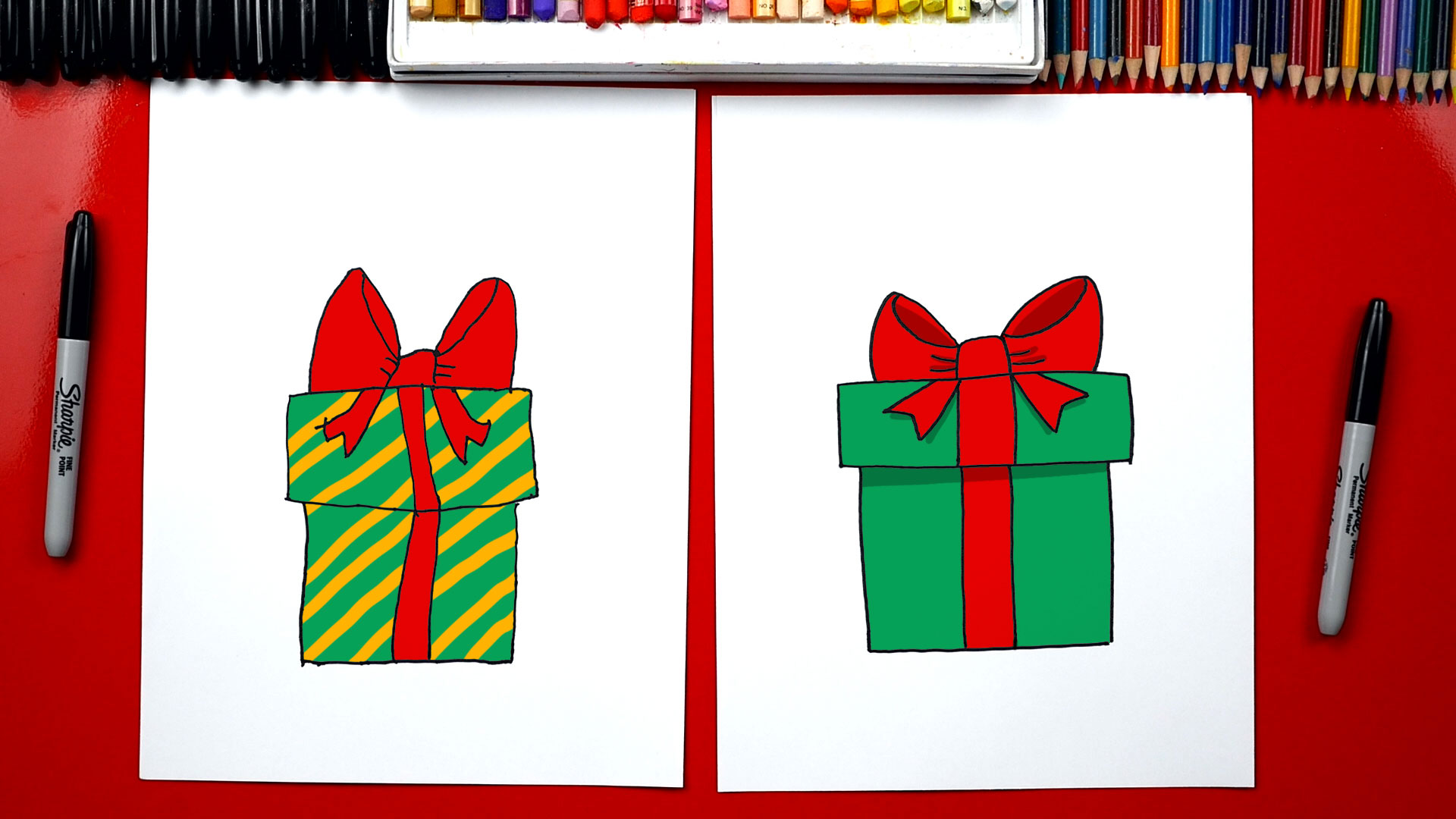 How To Draw A Christmas Present - Art For Kids Hub -