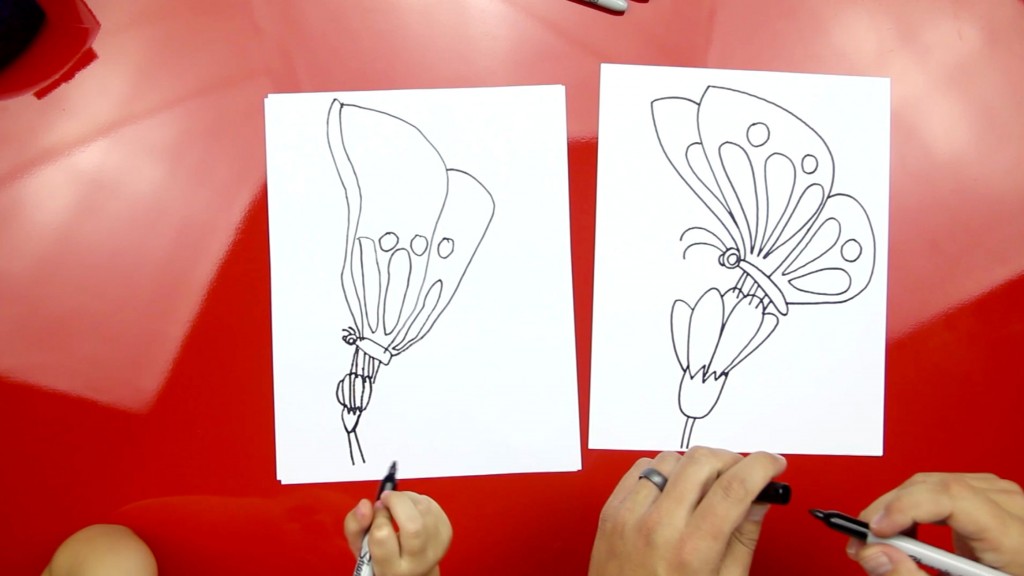 How To Draw A Butterfly On A Flower