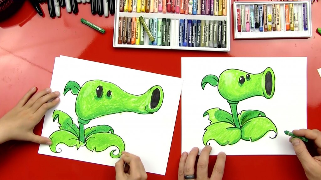 How To Draw A Peashooter (Plants vs. Zombies)