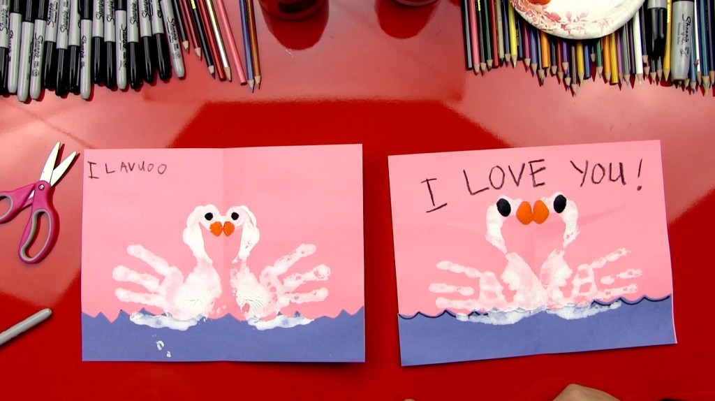 How To Finger Paint Swans – Valentine’s Card