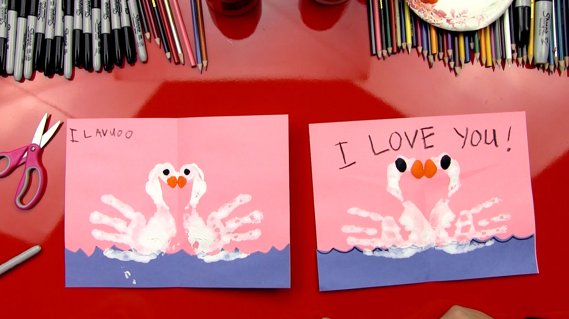 How To Finger Paint Swans - Valentine's Card - Art For 