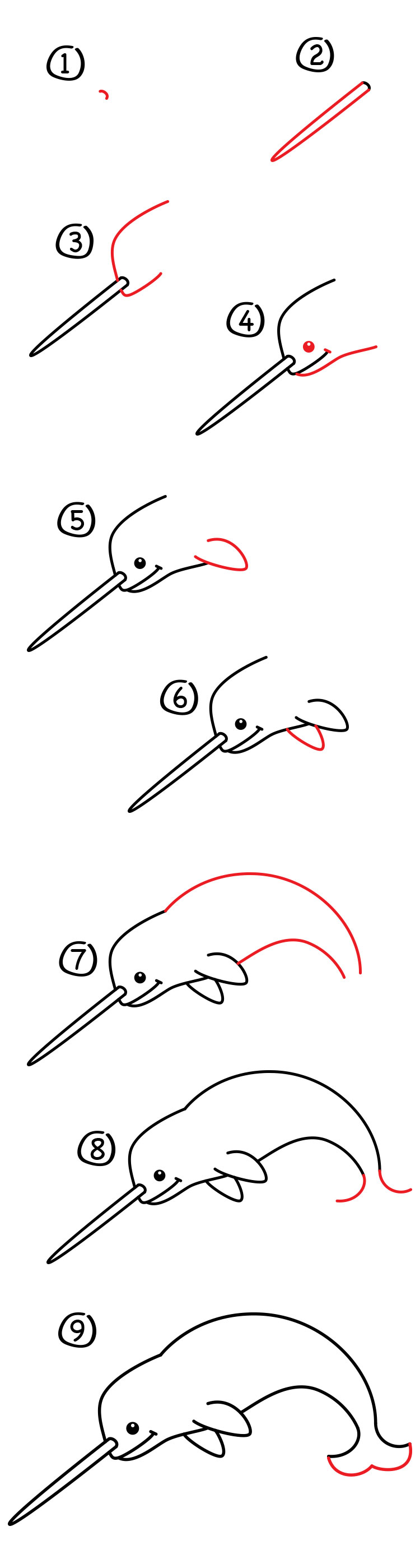 How To Draw A Narwhal Easy Step By Step