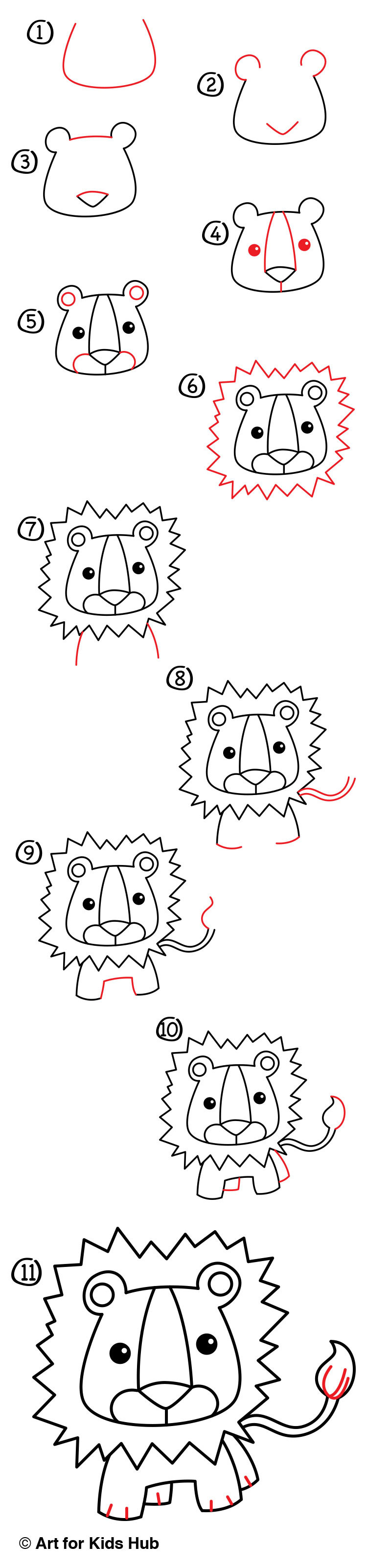 How To Draw A Cartoon Lion - Art For Kids Hub -