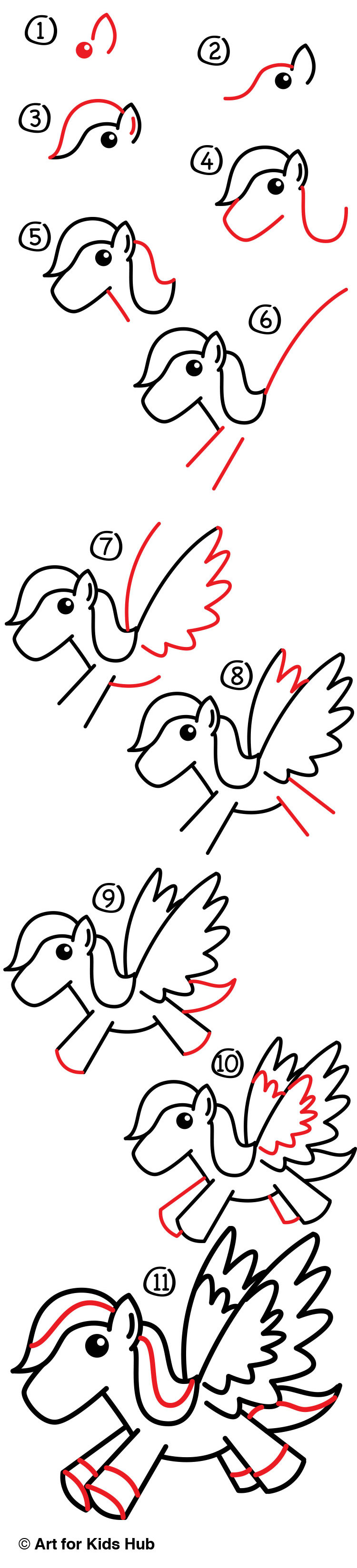 How To Draw A Cartoon Pegasus Art For Kids Hub