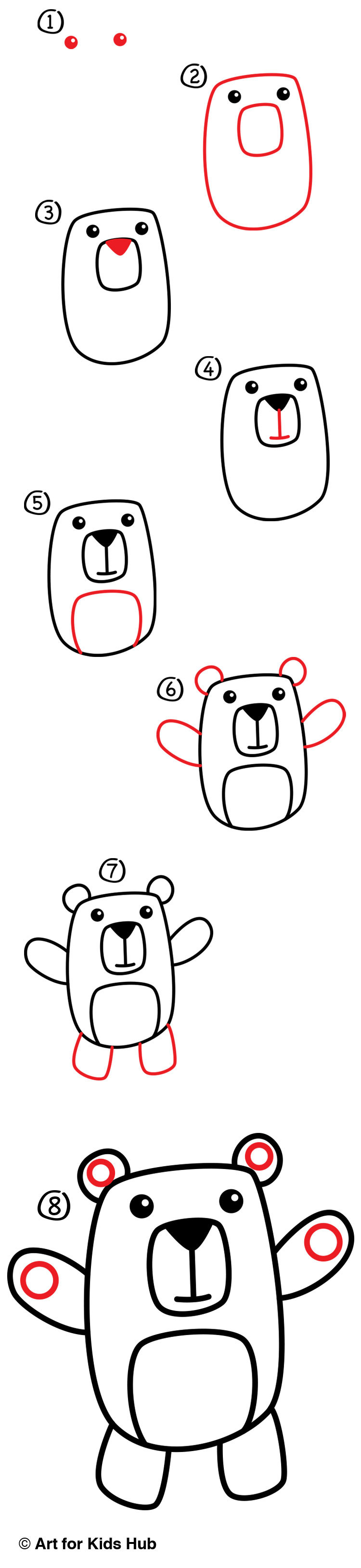 How To Draw A Cartoon Bear (For Young Artists) - Art For Kids Hub -