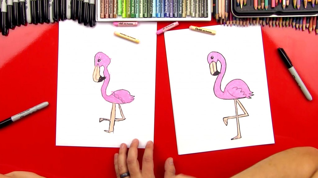 How To Draw A Cartoon Flamingo For Young Artists