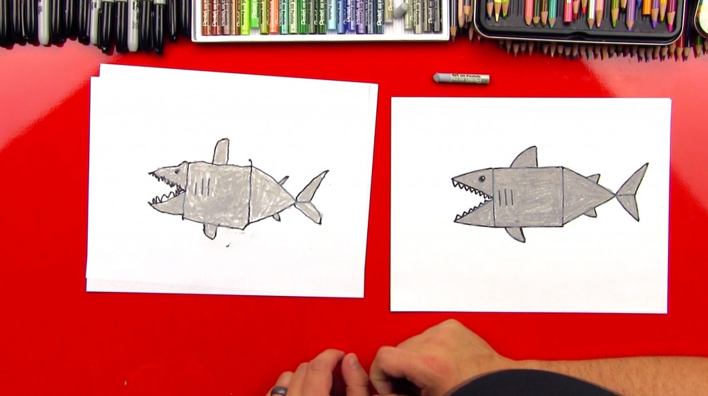 How To Draw A Shark With Shapes (young artists)