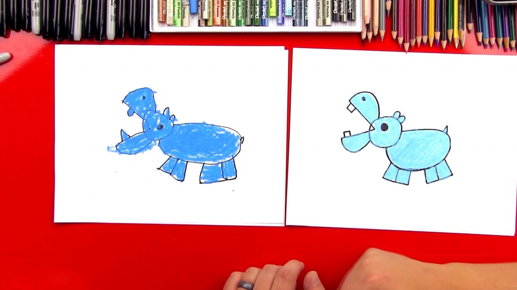 How To Draw A Hippo With Shapes