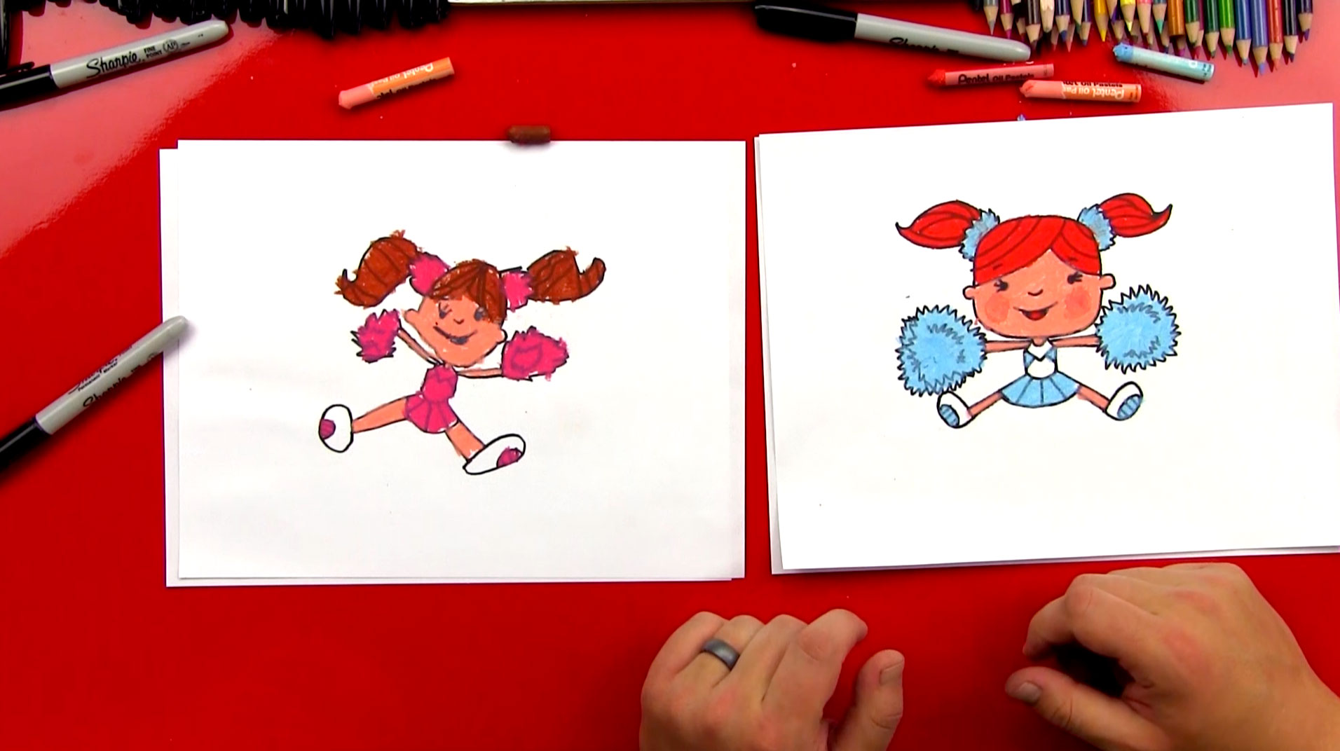 How To Draw A Cartoon Cheerleader - Art For Kids Hub