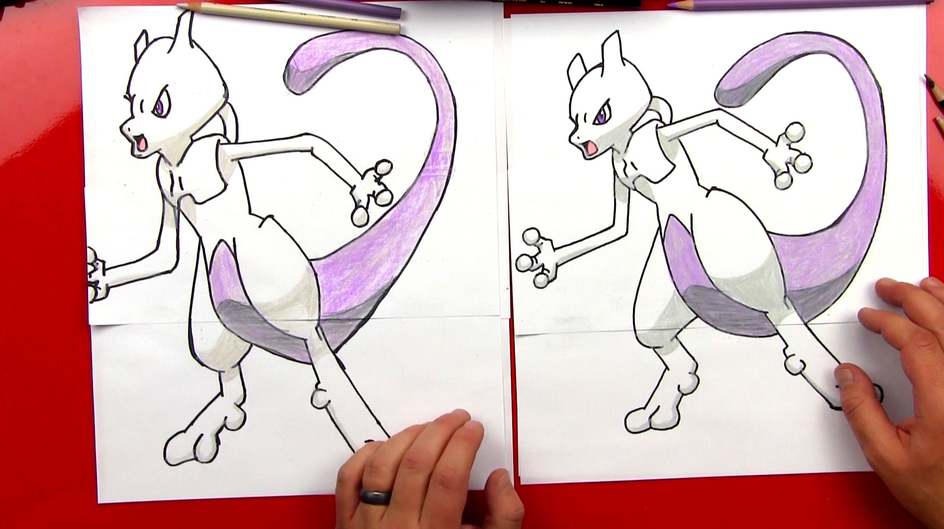 Cute Mewtwo Pokemon Sketch Drawing for Beginner