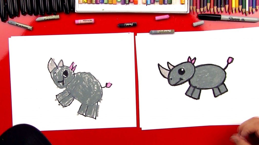 How To Draw A Cartoon Rhino
