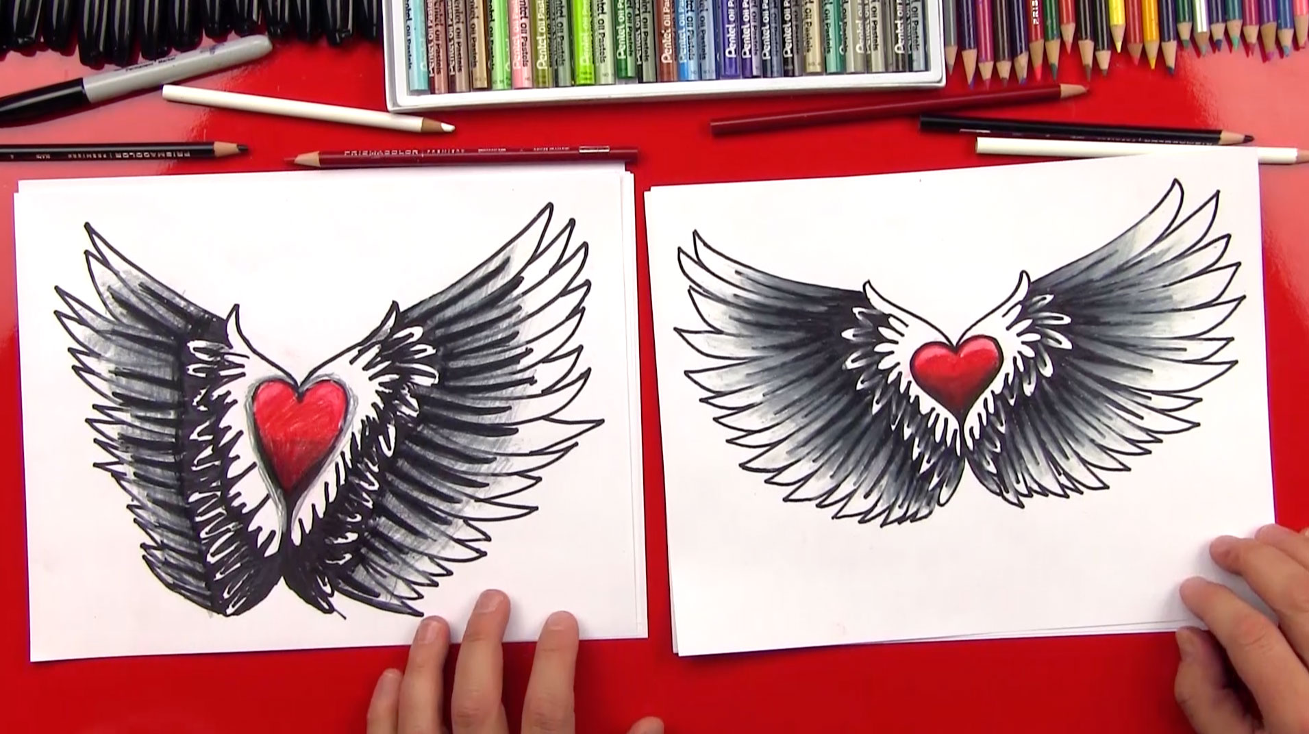 How To Draw A Heart With Wings Art For Kids Hub