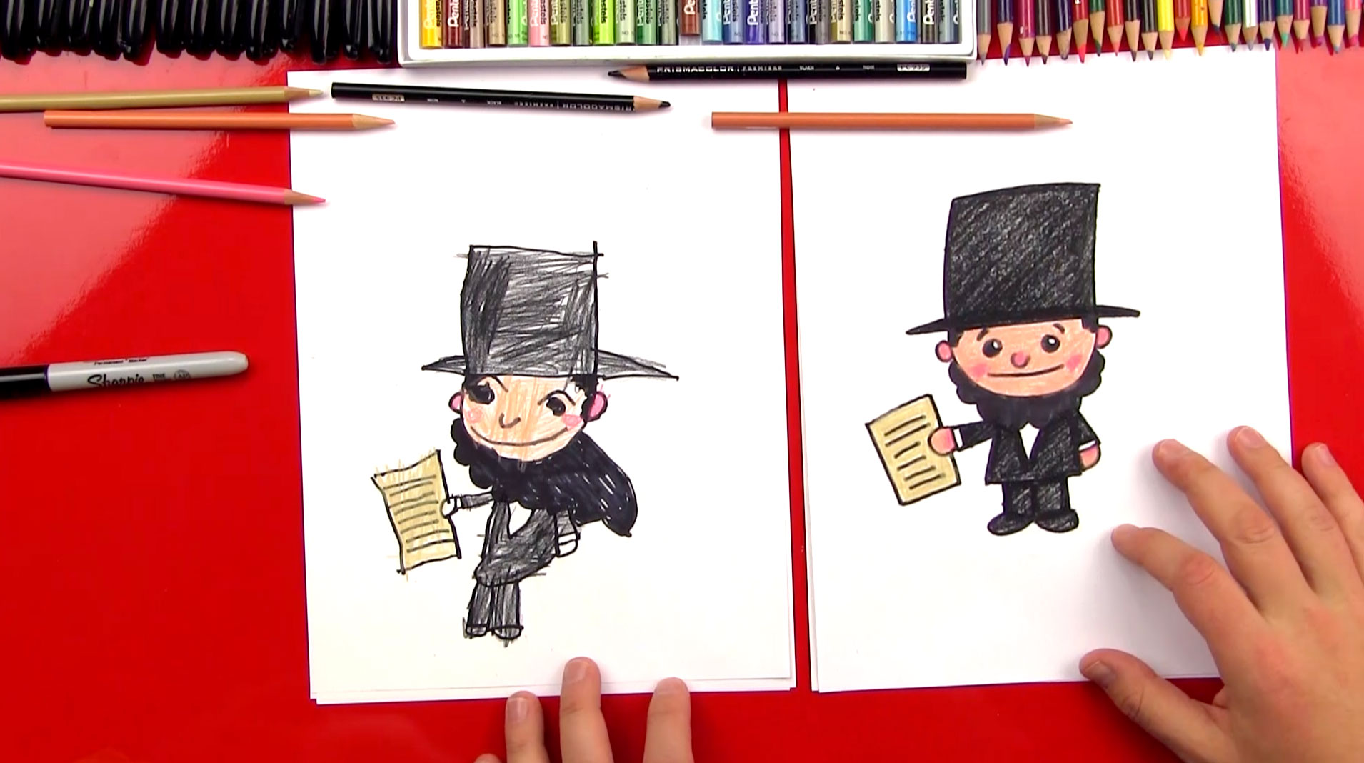 How To Draw A Cartoon Abraham Lincoln - Art For Kids Hub -