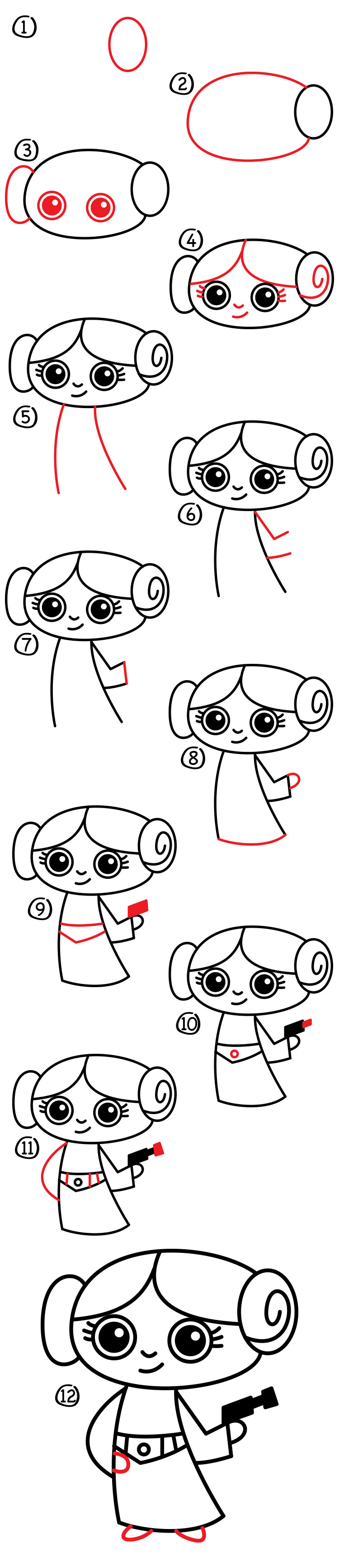 How To Draw Cartoon Princess Leia - Art For Kids Hub