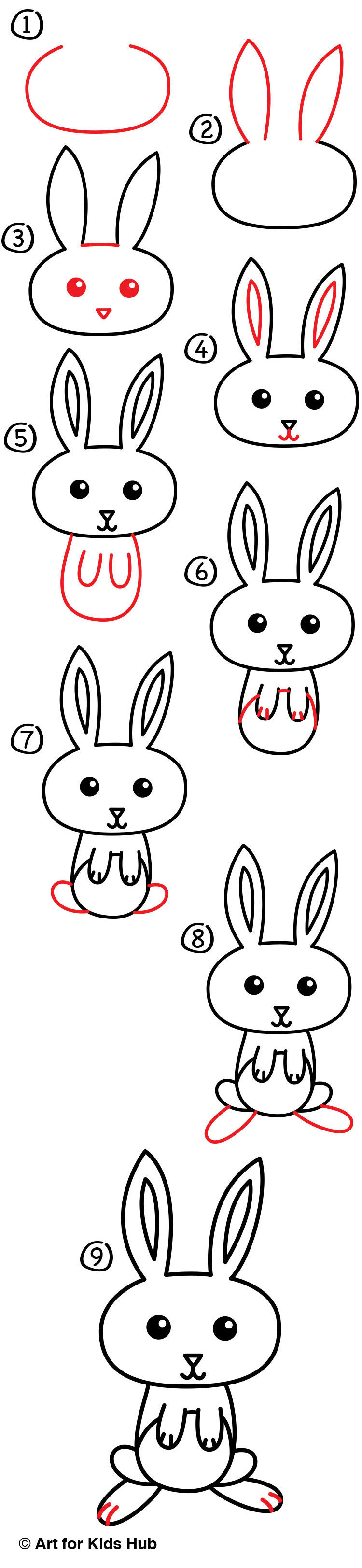 How To Draw Funny Bunny. Easy Drawing, Step By Step, Perfect For Kids 68C