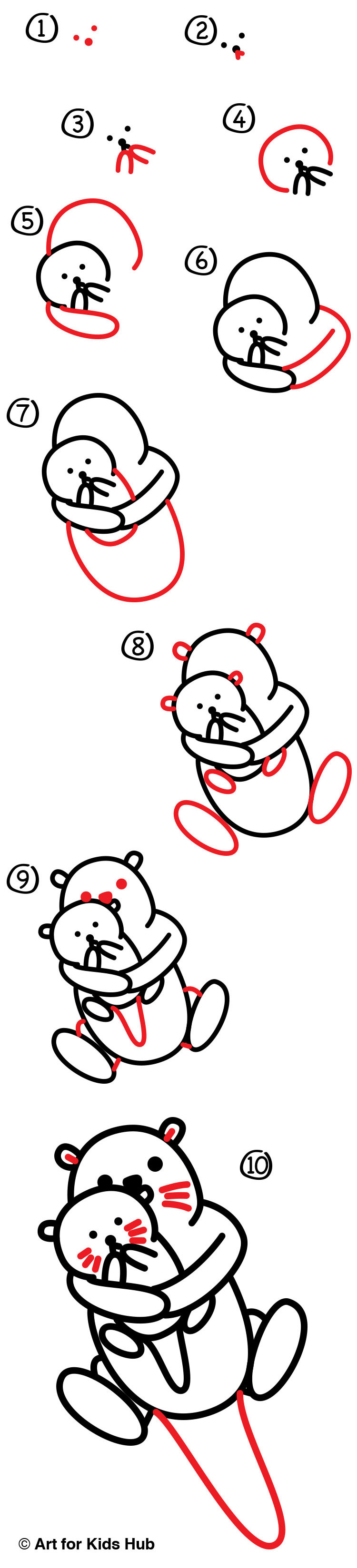 How To Draw A Mom & Baby Otter - Art For Kids Hub
