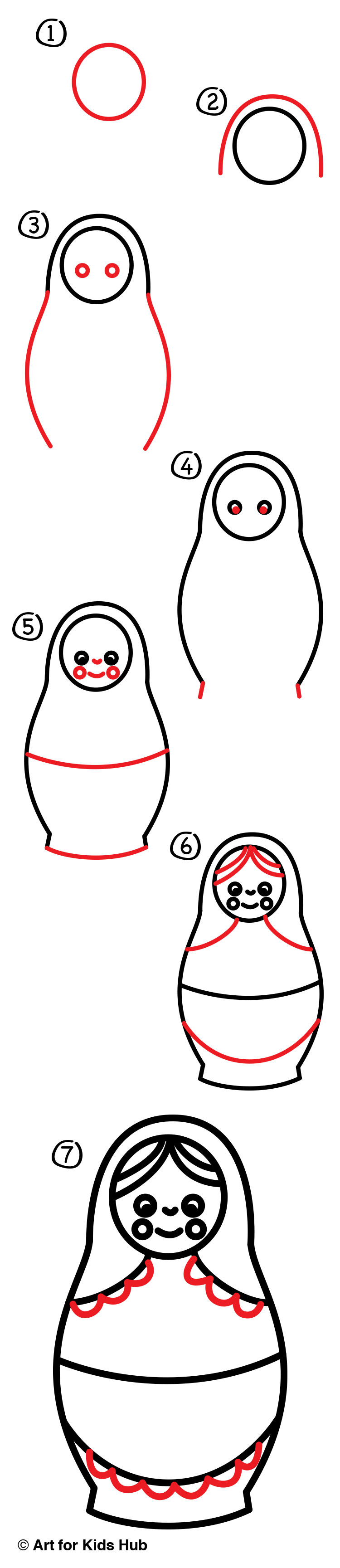 How To Draw A Russian Nesting Doll - Art For Kids Hub