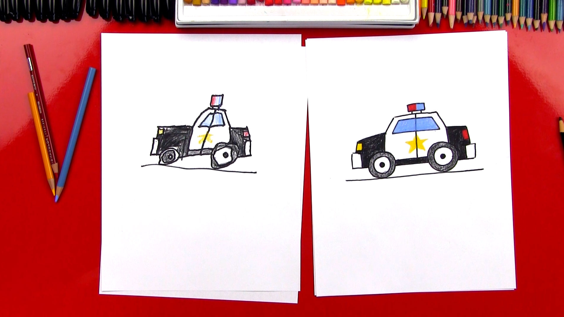 How To Draw A Cartoon Police Car - Art For Kids Hub -
