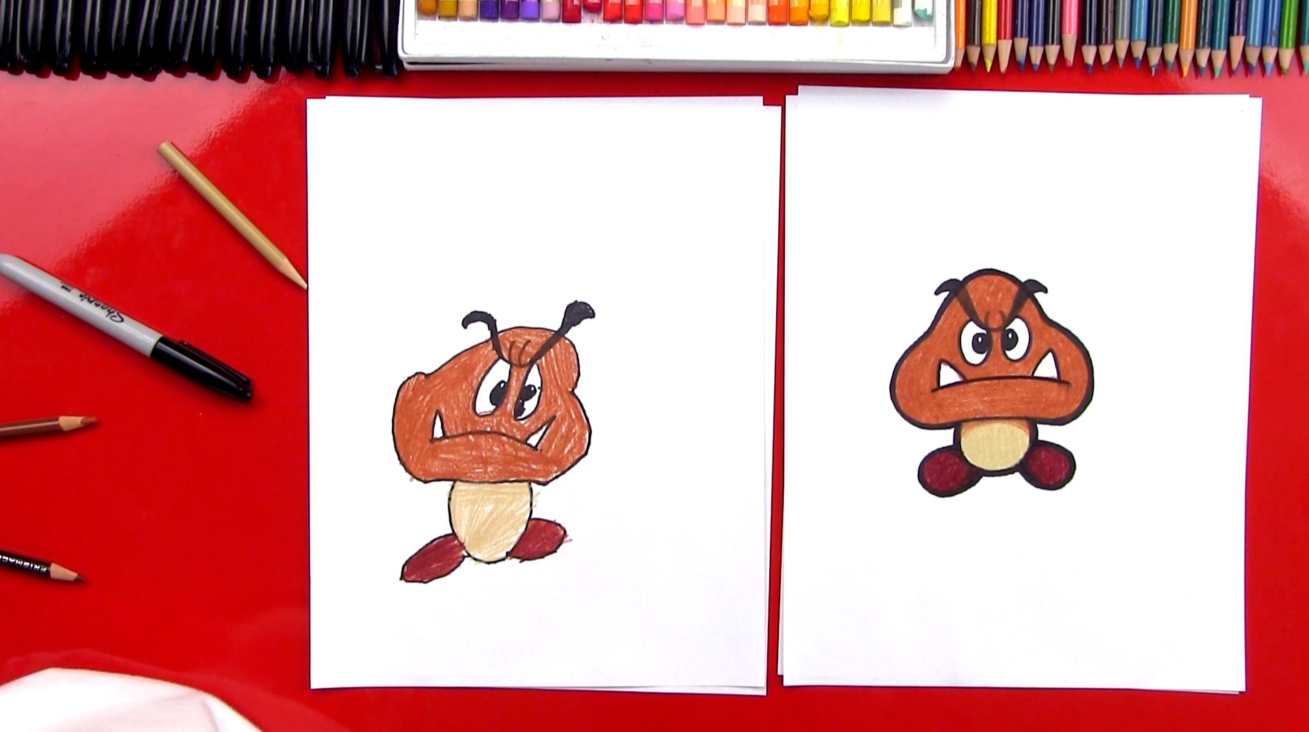 How To Draw A Goomba From Mario Bros - Art For Kids Hub