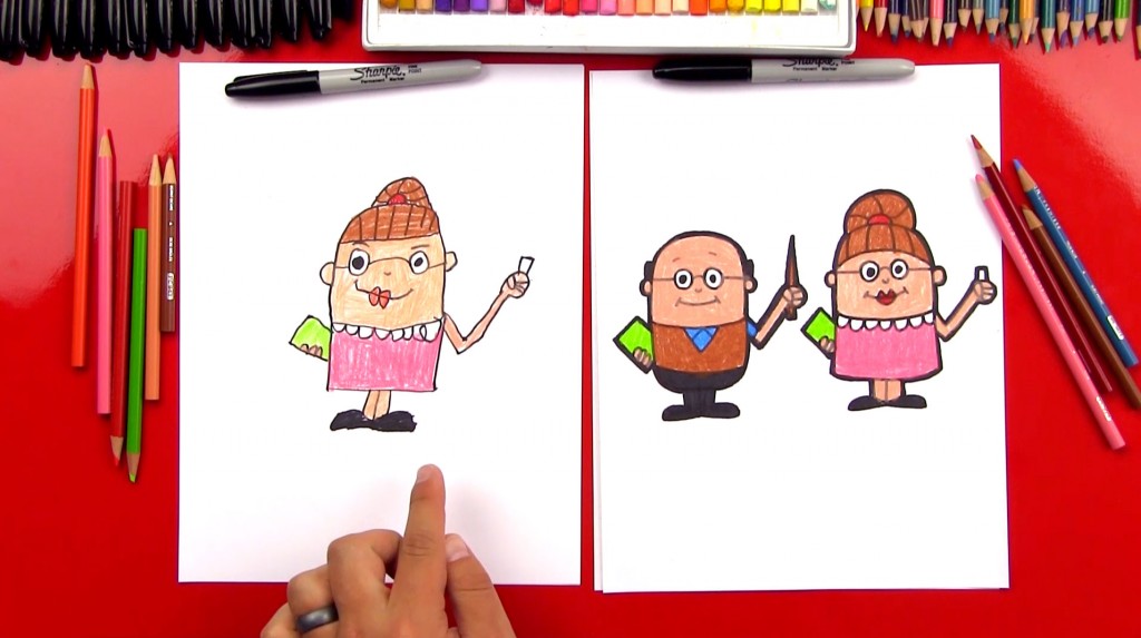 How To Draw A Cartoon Teacher