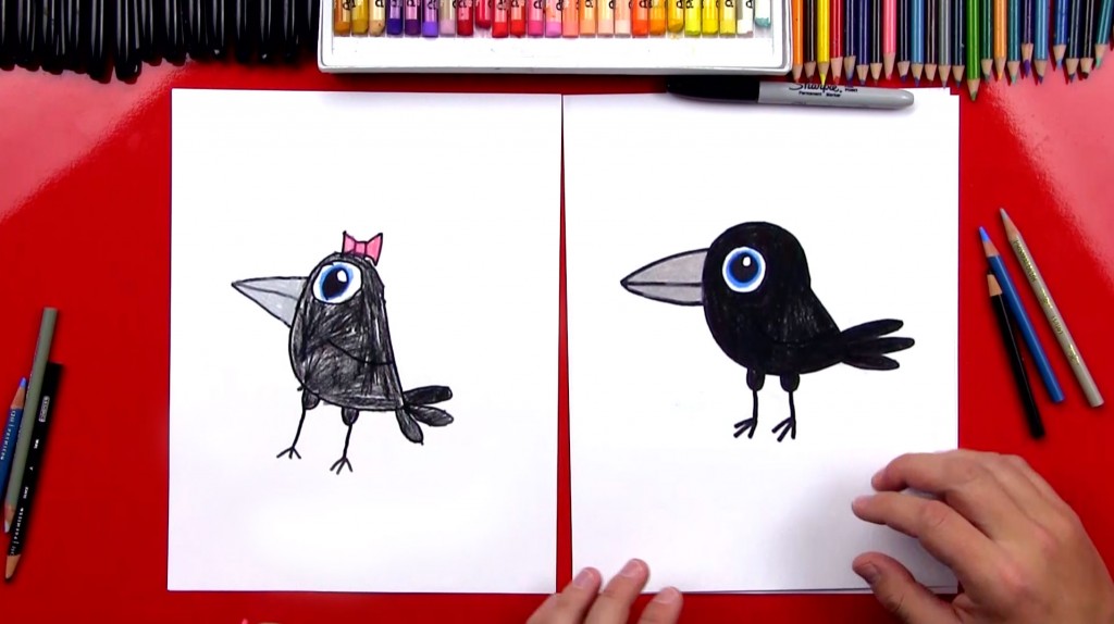How To Draw A Cartoon Raven