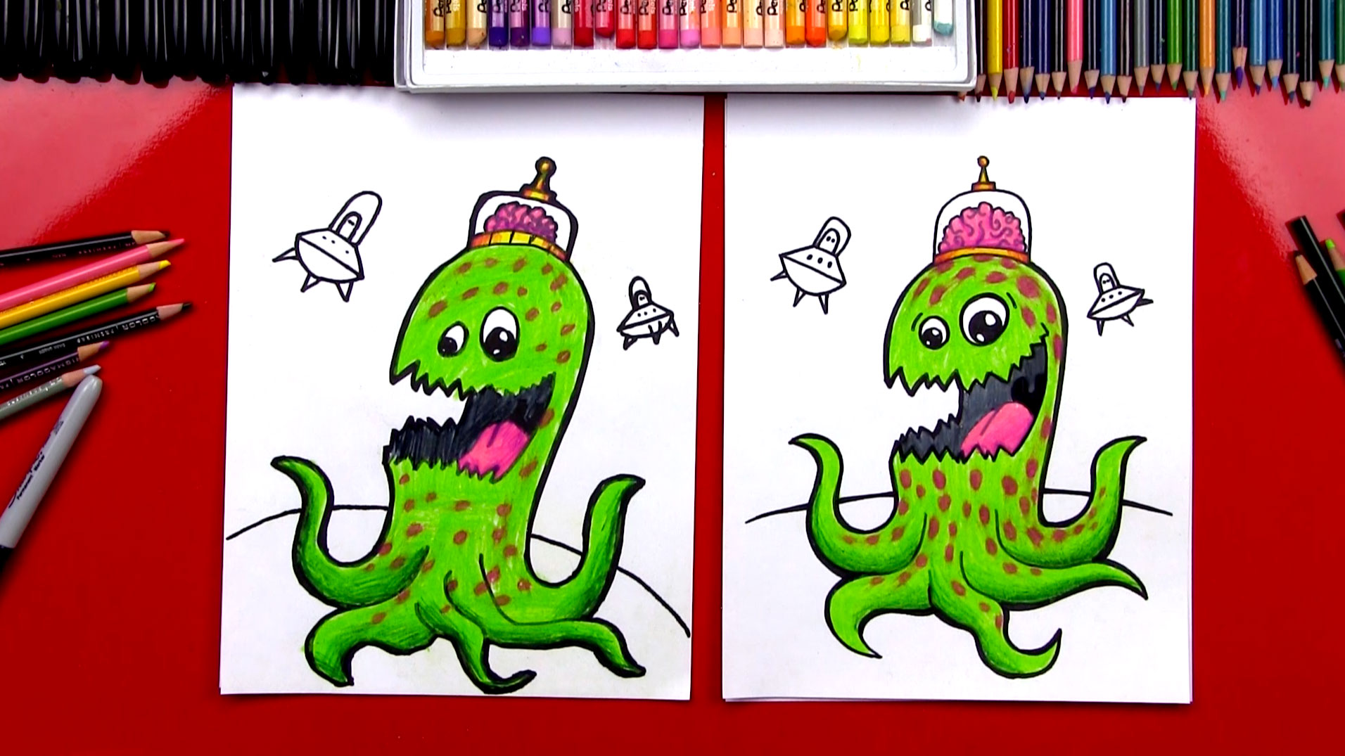 How To Draw A Space Alien Art For Kids Hub