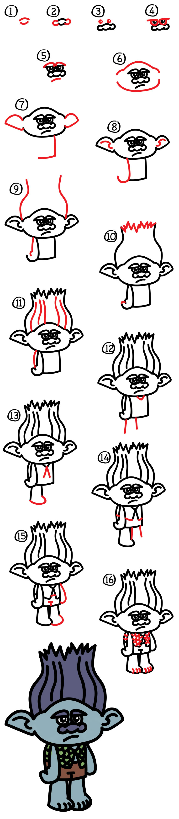 How To Draw Branch From Trolls - Art For Kids Hub -