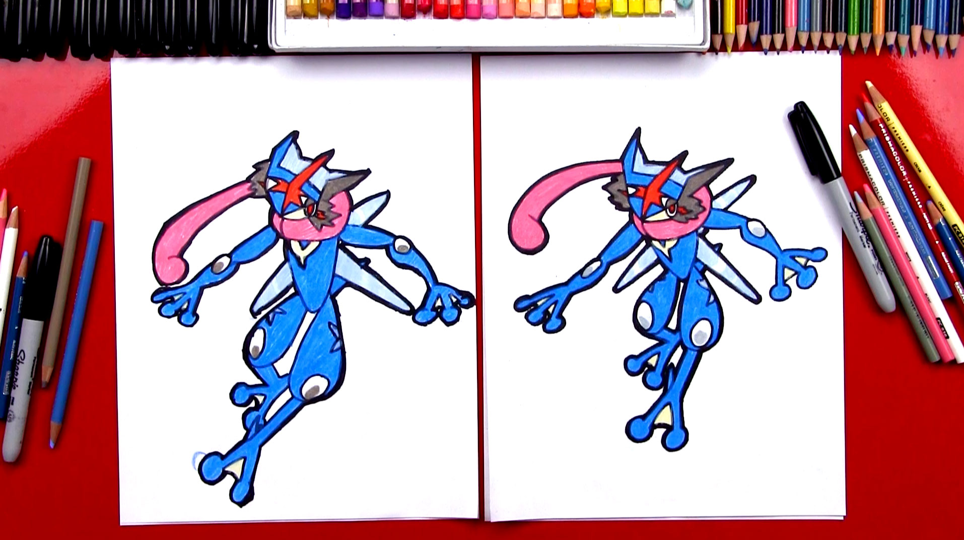 How To Draw Ash Greninja From Pokemon Art For Kids Hub