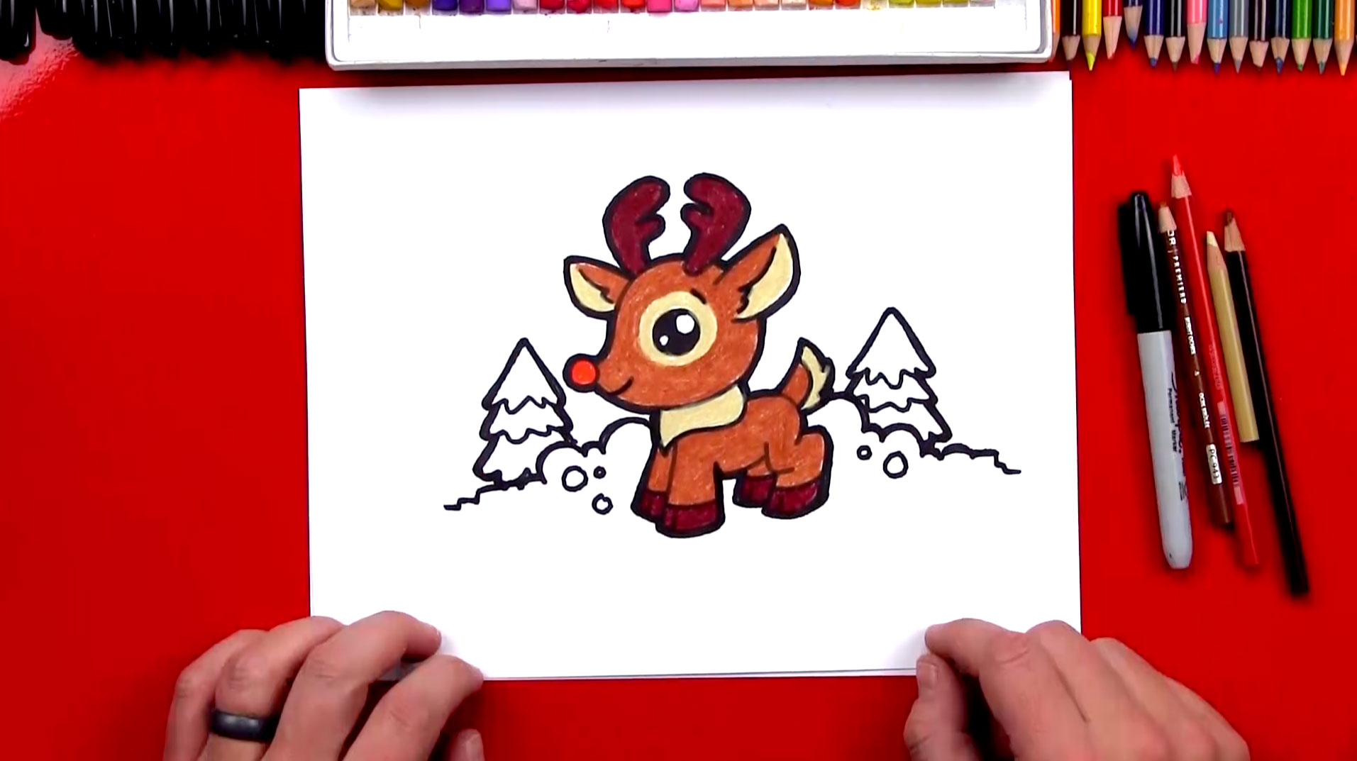 How To Draw Cartoon Rudolph - Art For Kids Hub