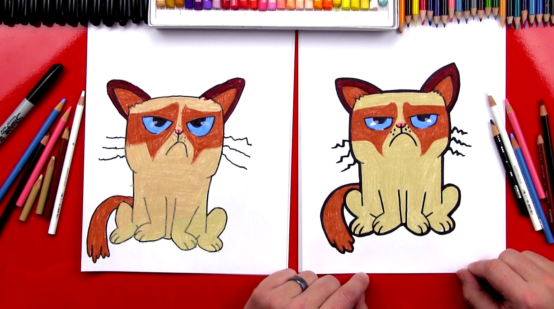 How To Draw Grumpy Cat - Art For Kids Hub
