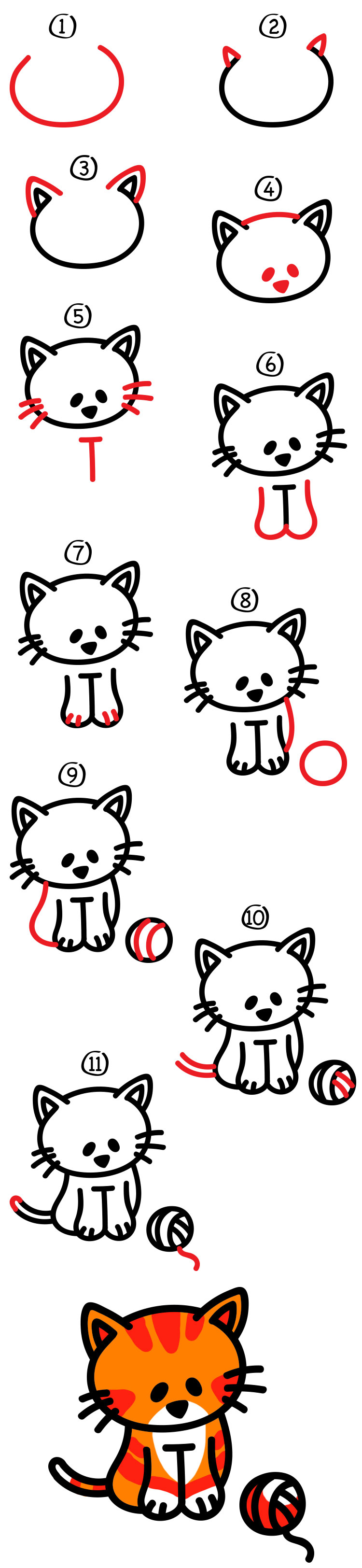 Cartoon Cat Drawing Step By Step : How To Draw A Cartoon Cat Printable ...