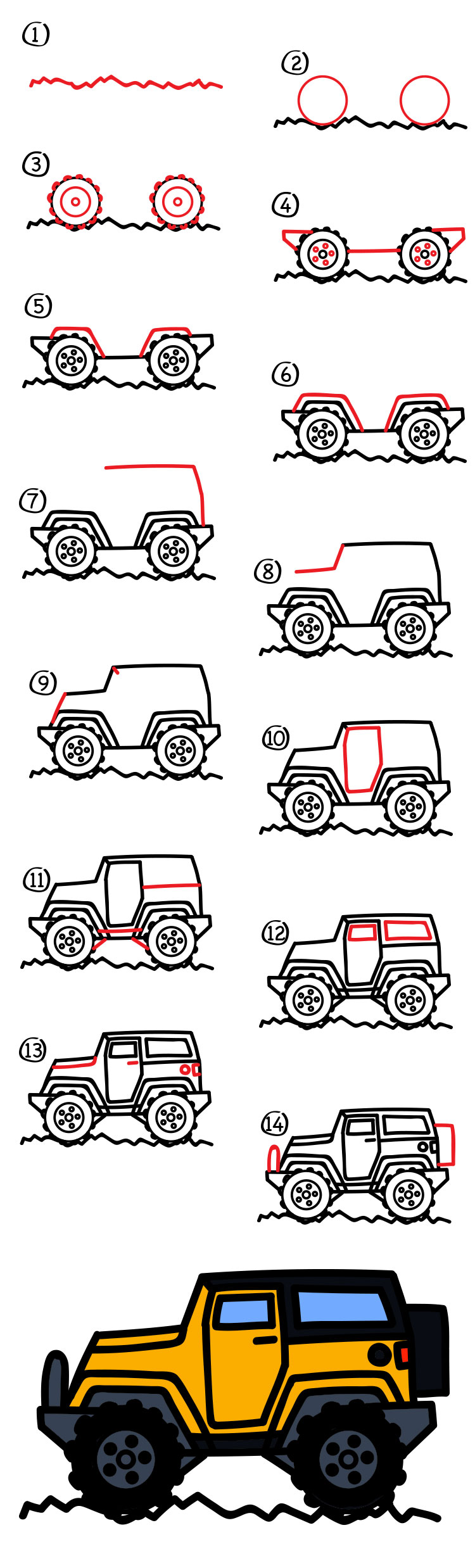 How To Draw A Jeep - Art For Kids Hub