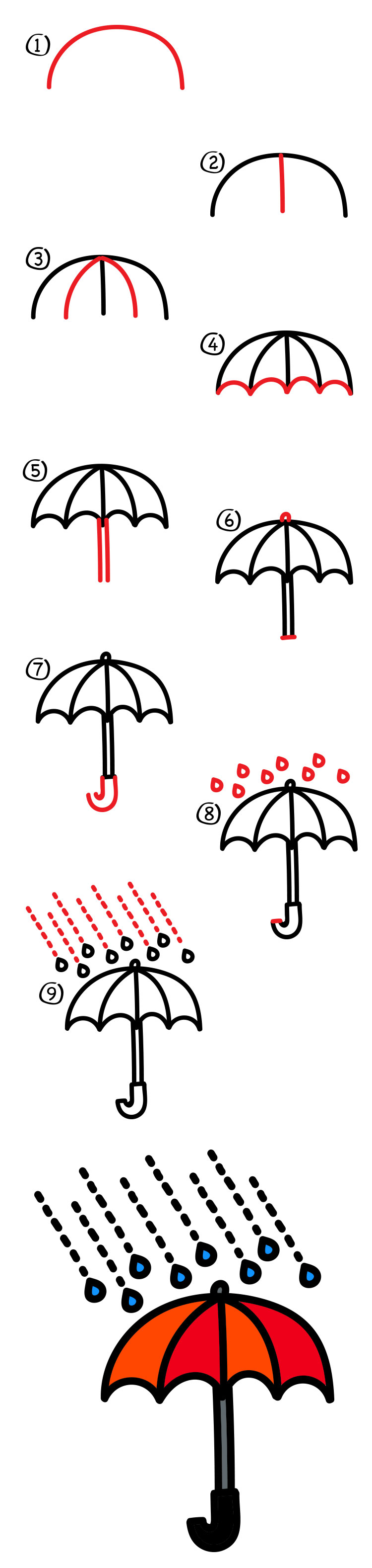 How To Draw An Umbrella Art For Kids Hub