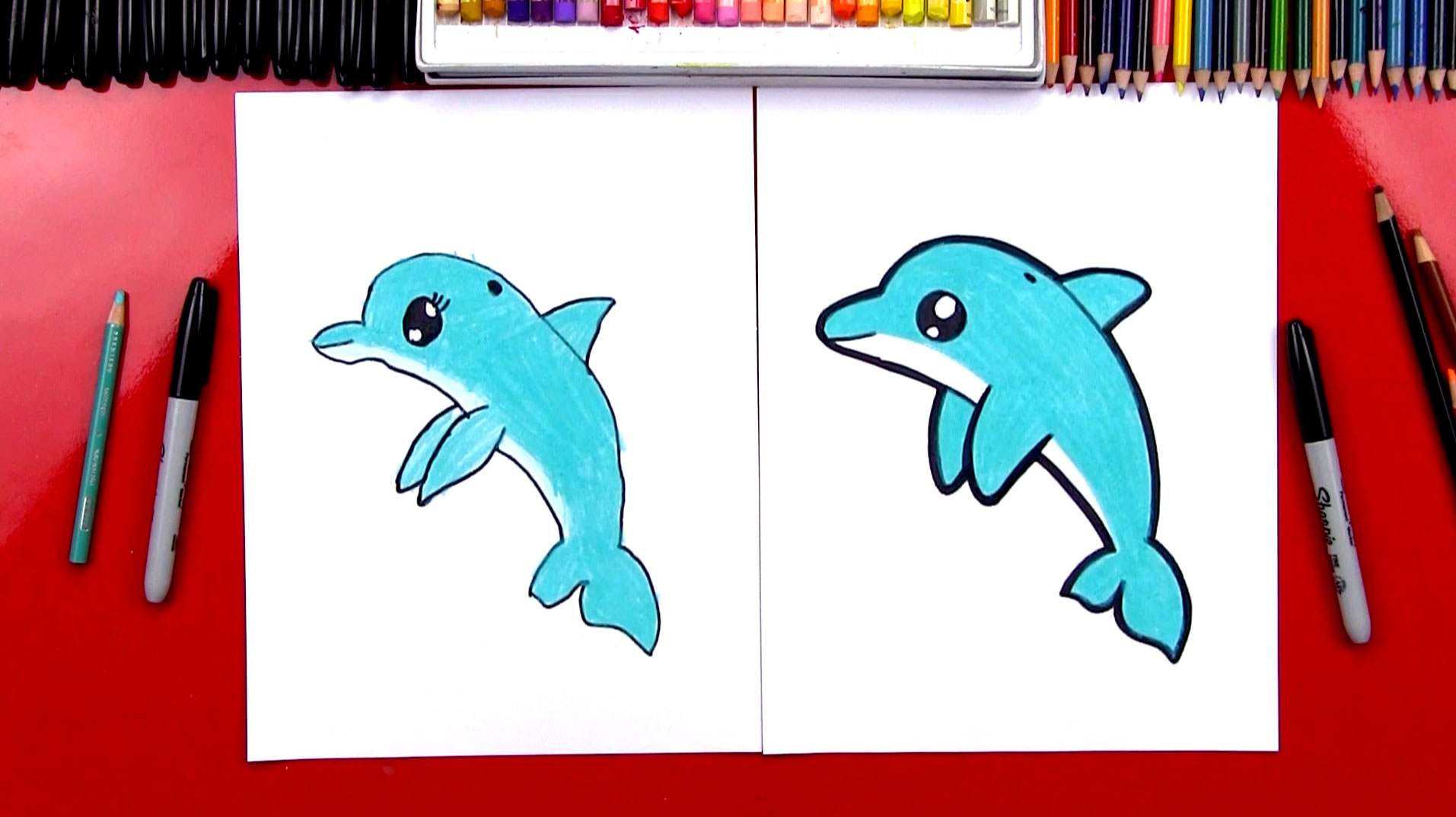 how to draw cartoon dolphin feature