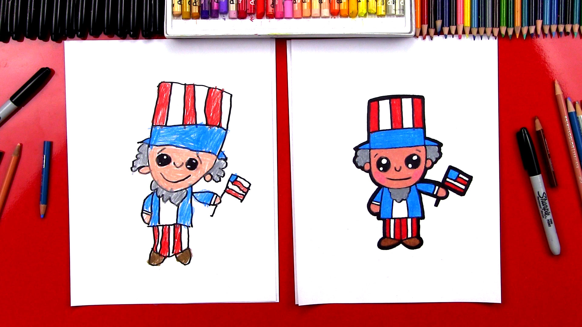 How To Draw Uncle Sam Cartoon - Art For Kids Hub -