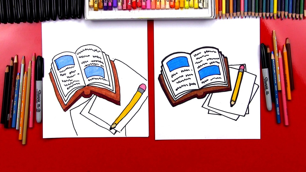 How To Draw A Book And Pencil