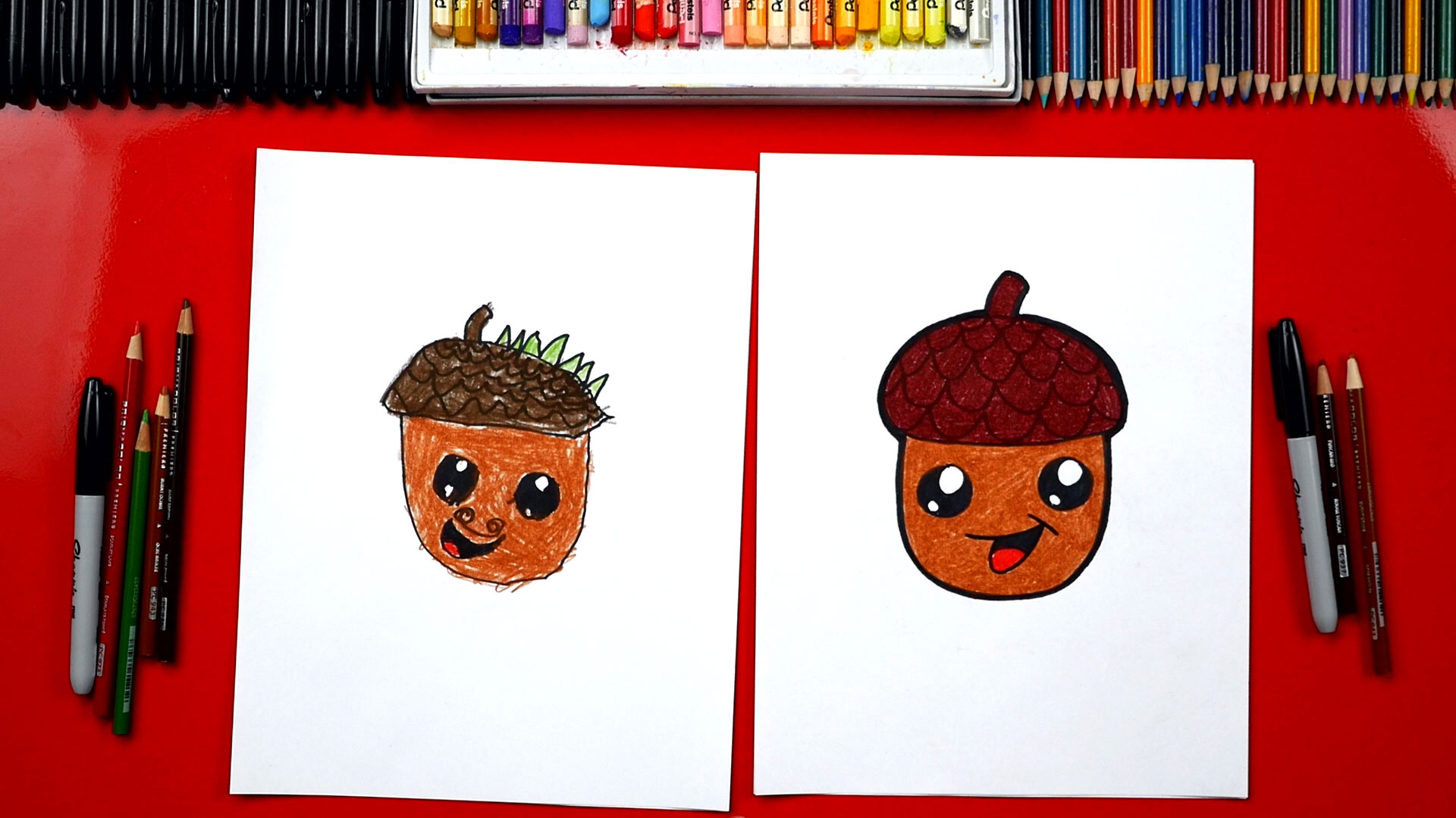 How To Draw A Cartoon Acorn - Art For Kids Hub
