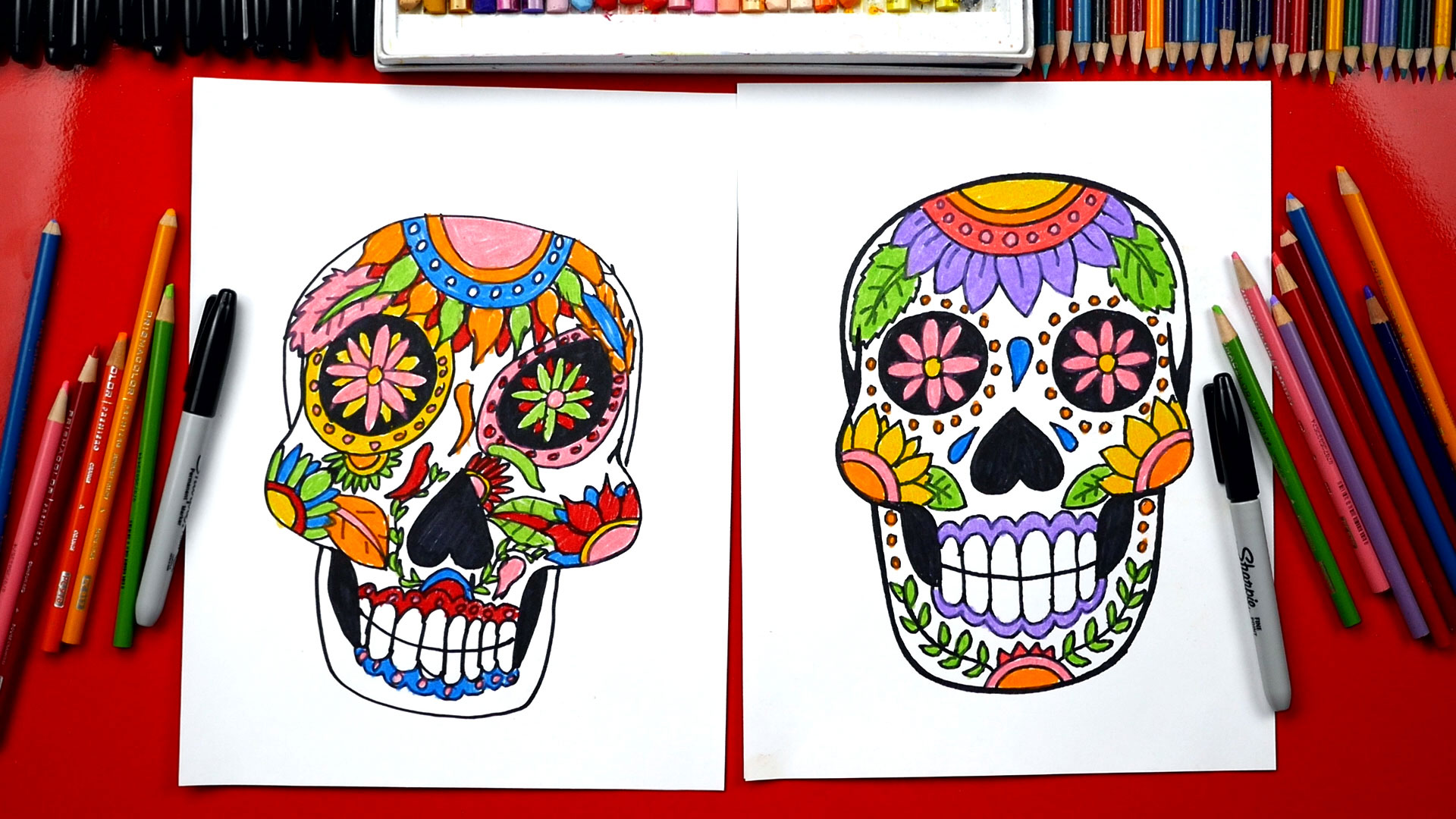 How To Draw A Sugar Skull - Art For Kids Hub