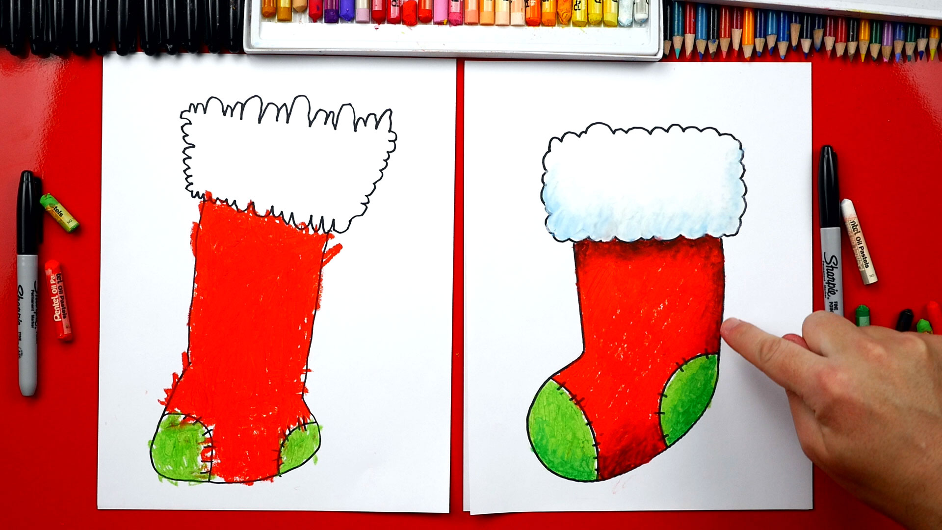 How To Draw A Christmas Stocking - Art For Kids Hub