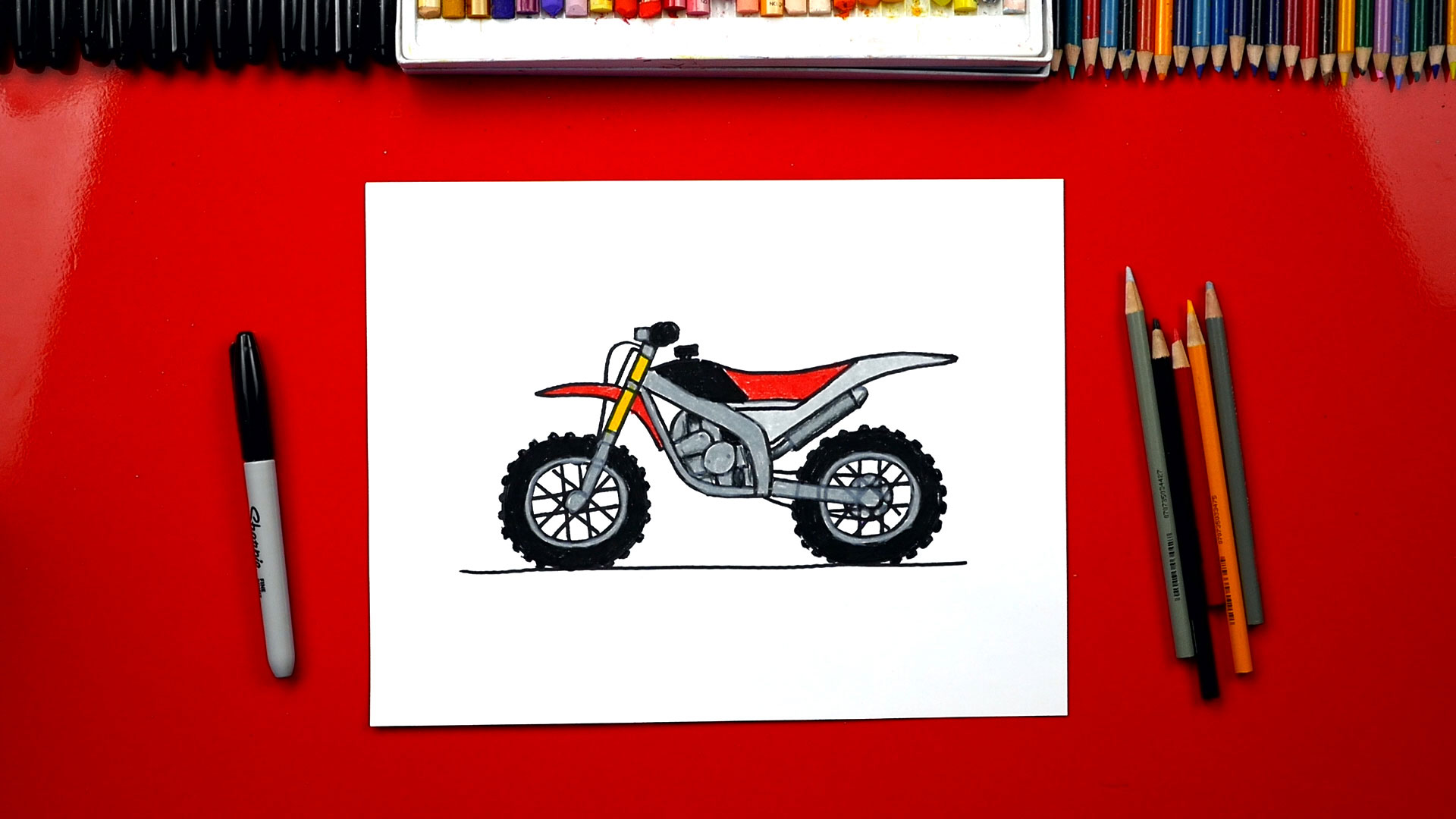 How To Draw A Dirt Bike - Art For Kids Hub -