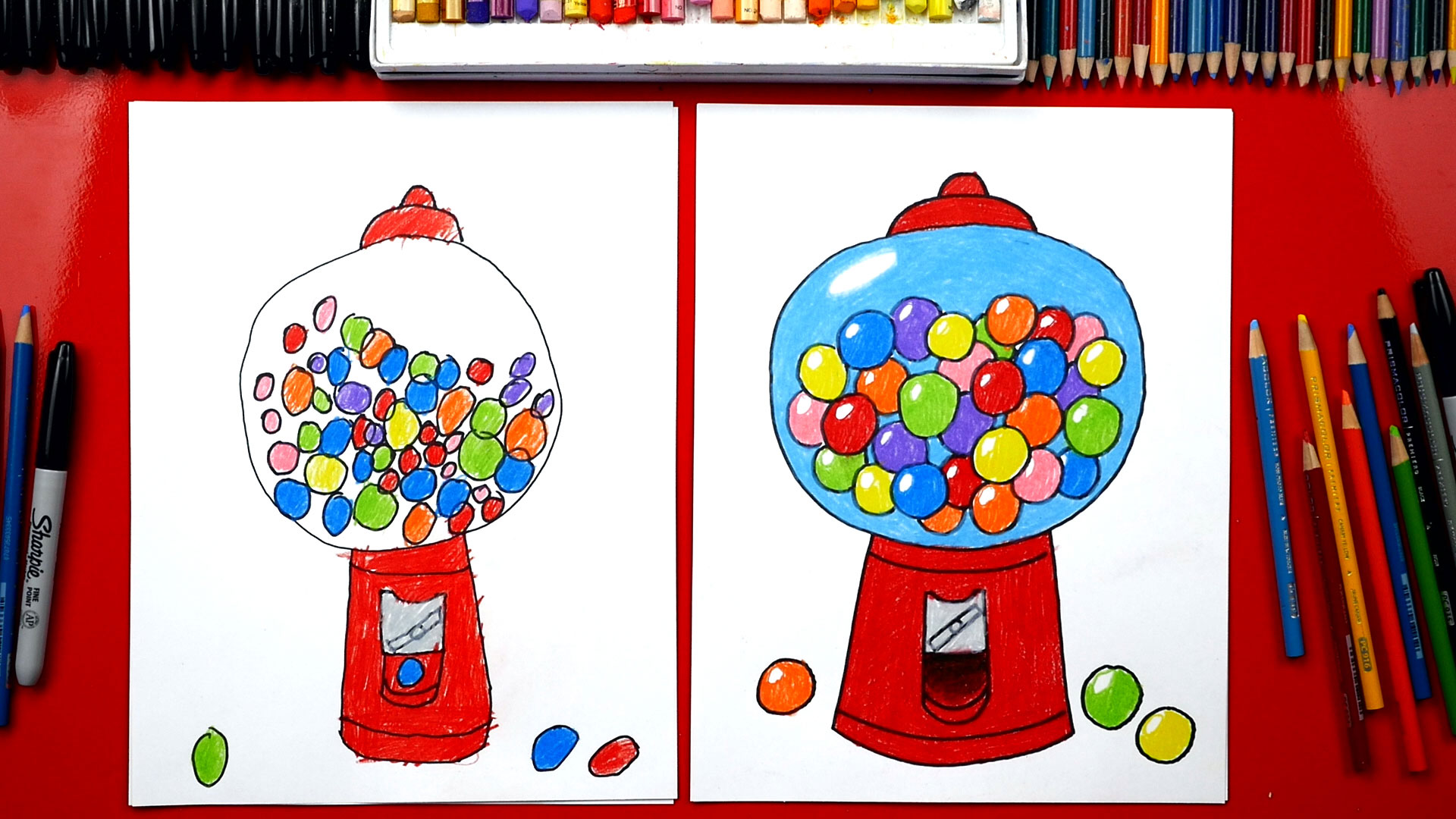Learn how to draw a gumball machine! 
