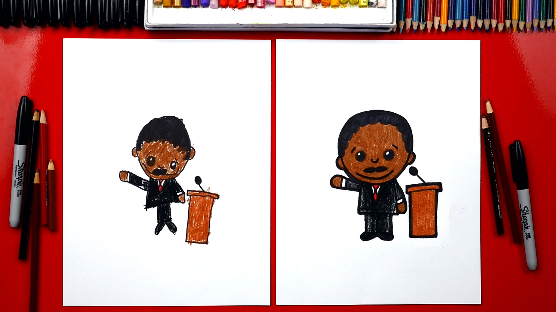 How To Draw Cartoon Martin Luther King Jr. - Art For Kids Hub -