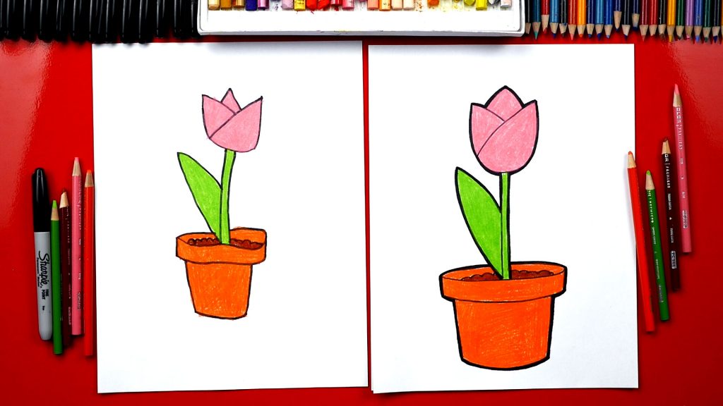 How To Draw A Tulip In A Pot – Plant A Flower Day
