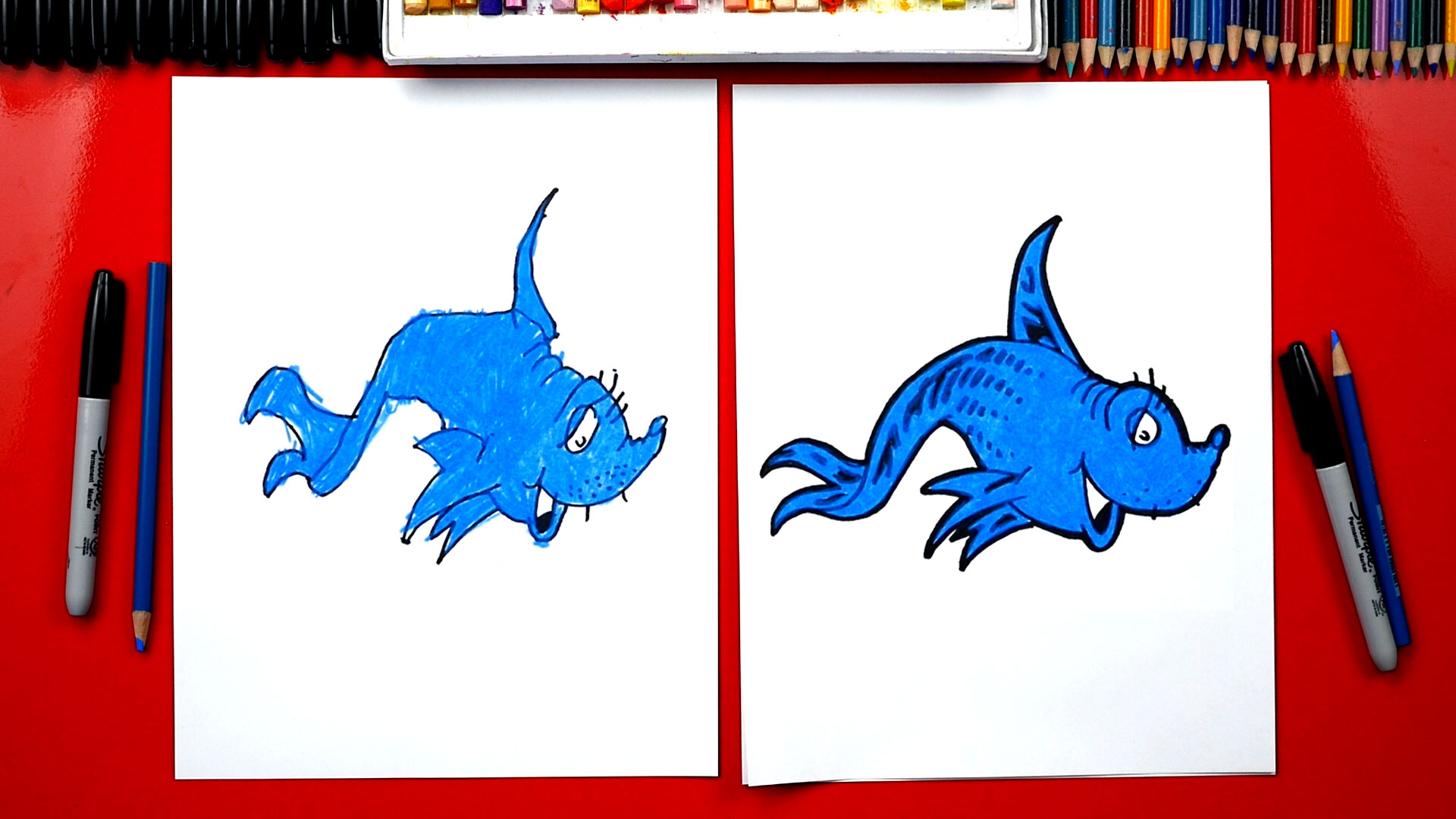 How To Draw Dr. Seuss One Fish - Art For Kids Hub