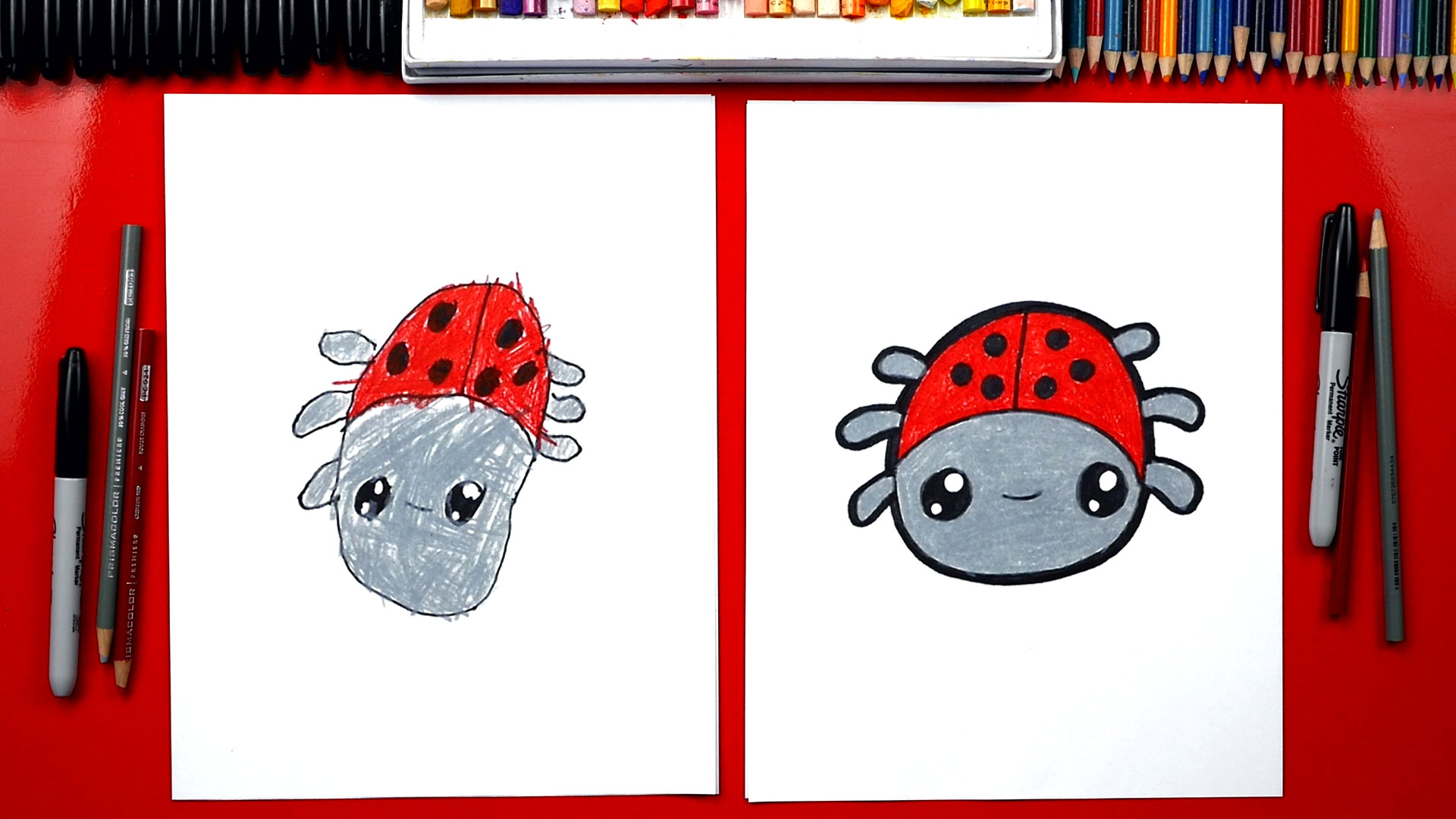 How To Draw A Cartoon Ladybug - Art For Kids Hub -