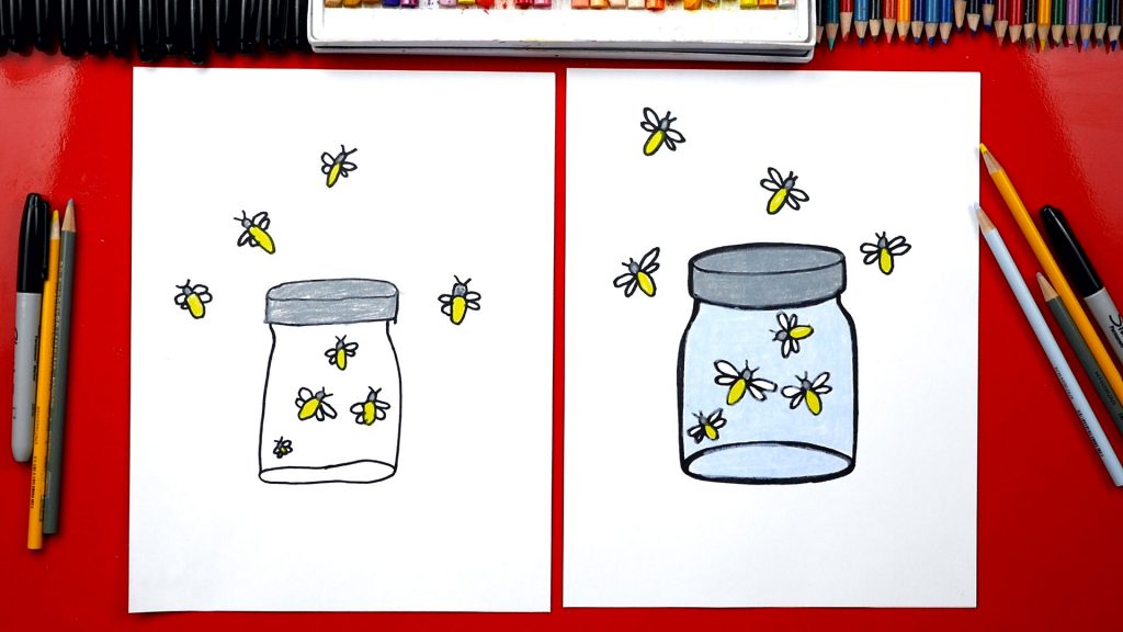 How To Draw Fireflies In A Jar