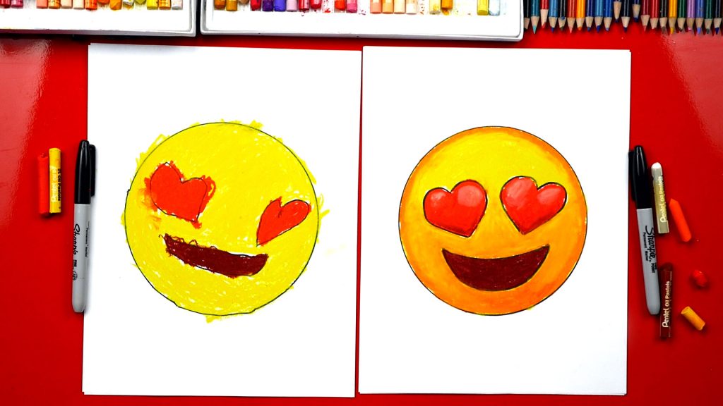 How To Draw Heart Eyes Emoji