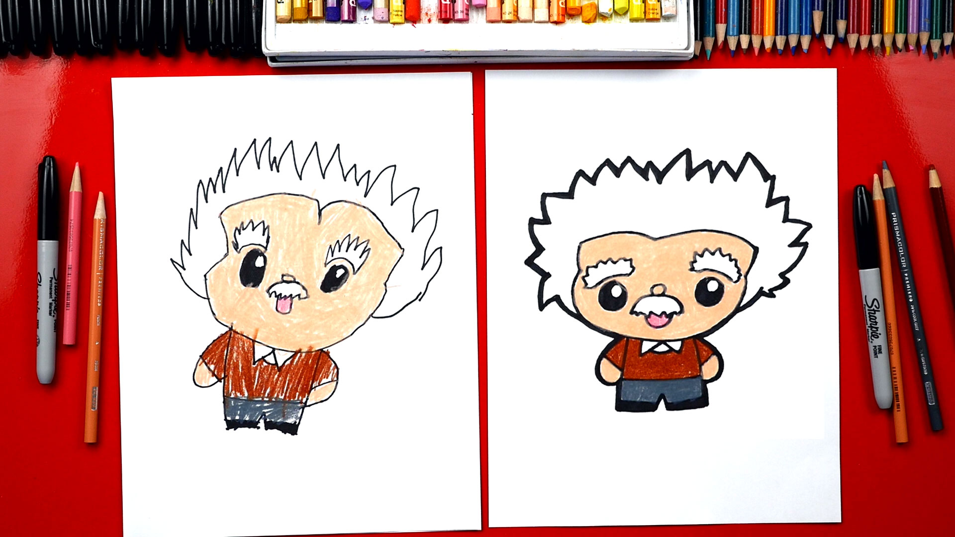 How To Draw Albert Einstein Cartoon - Art For Kids Hub -
